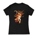 【送料無料】 ライセンス キャラクター レディース Tシャツ トップス Juniors' Tupac The World Graphic Tee Black