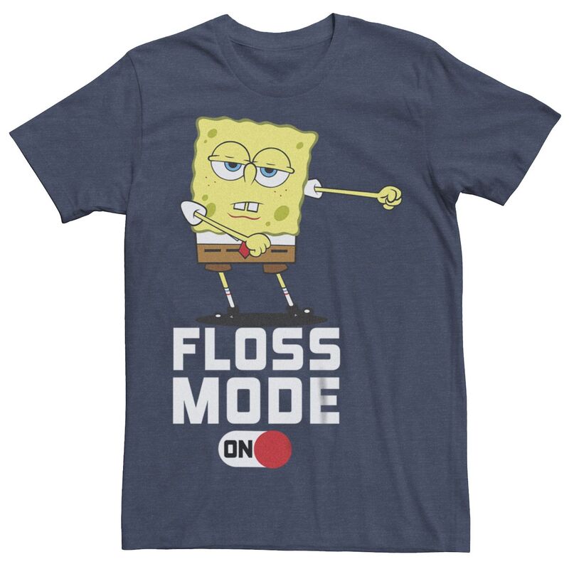 【送料無料】 ライセンス キャラクター メンズ Tシャツ トップス Men's SpongeBob SquarePants Floss Mode On Graphic Tee Navy Heather