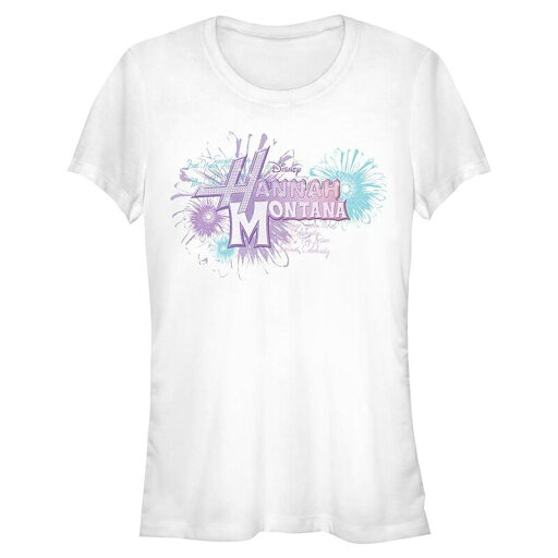 【送料無料】 ディズニー レディース Tシャツ トップス Disney's Hannah Montana Juniors' Floral Logo Graphic Tee White 【送料無料】 ディズニー レディース Tシャツ トップス Disney's Hannah Montana Juniors' Floral Logo Graphic Tee White