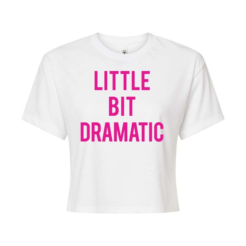 【送料無料】 ライセンス キャラクター レディース Tシャツ トップス Juniors' Little Bit Dramatic Cropped Graphic Tee White