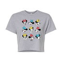 【送料無料】 ディズニー レディース Tシャツ トップス Disney's Minnie Mouse Juniors' Polka Dot Bow Cropped Tee Heather Gray(4)