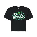 【送料無料】 ライセンス キャラクター レディース Tシャツ トップス Juniors' BarbieR St. Patrick's Day Cropped Tee Black(4)