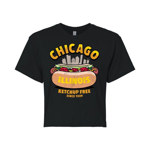 【送料無料】 ライセンス キャラクター レディース Tシャツ トップス Juniors' Chicago Cropped Graphic Tees Black 【送料無料】 ライセンス キャラクター レディース Tシャツ トップス Juniors' Chicago Cropped Graphic Tees Black
