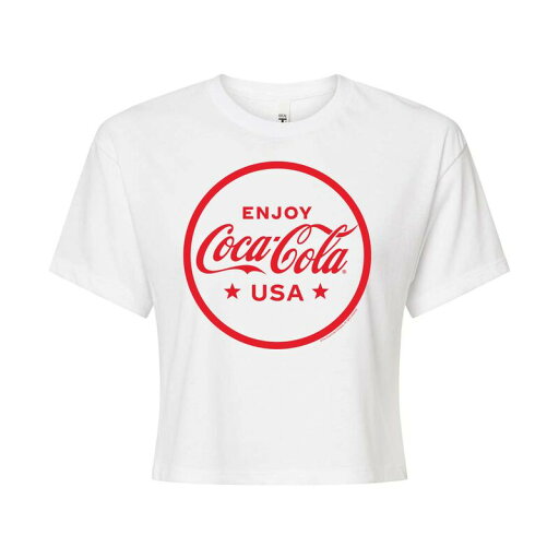 【送料無料】 ライセンス キャラクター レディース Tシャツ トップス Juniors' Coca-Cola USA Cropped Graphic Tee White 【送料無料】 ライセンス キャラクター レディース Tシャツ トップス Juniors' Coca-Cola USA Cropped Graphic Tee White