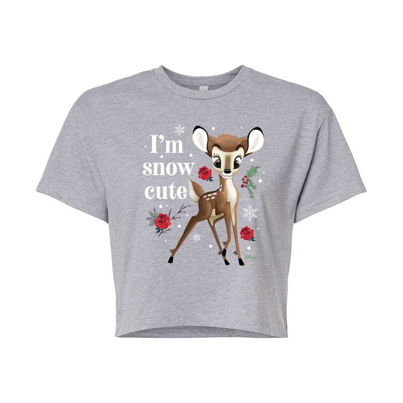 【送料無料】 ディズニー レディース Tシャツ トップス Disney's Bambi Women's I'm Snow Cute Cropped Tee Gray