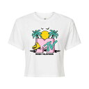 【送料無料】 ライセンス キャラクター レディース Tシャツ トップス Juniors' MTV Malibu Beach Roller Skate Cropped Tee White(4)
