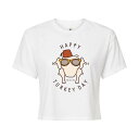 【送料無料】 ライセンス キャラクター レディース Tシャツ トップス Juniors' Friends Happy Turkey Day Cropped Tee White