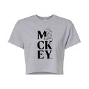 【送料無料】 ディズニー レディース Tシャツ トップス Disney's Mickey Mouse Juniors' Cropped Tee Heather Gray(4)