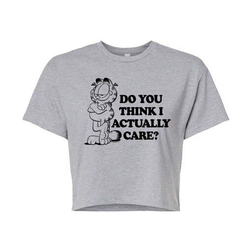 【送料無料】 ライセンス キャラクター レディース Tシャツ トップス Juniors' Garfield Do You Think I Care Cropped Tee Heather Gray 【送料無料】 ライセンス キャラクター レディース Tシャツ トップス Juniors' Garfield Do You Think I Care Cropped Tee Heather Gray