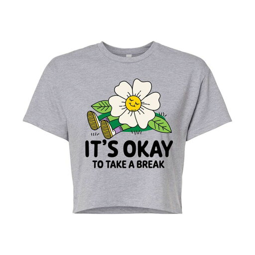 【送料無料】 ライセンス キャラクター レディース Tシャツ トップス Juniors' Its Okay To Take A Break Cropped Tee Heather Gray 【送料無料】 ライセンス キャラクター レディース Tシャツ トップス Juniors' Its Okay To Take A Break Cropped Tee Heather Gray