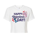 【送料無料】 ディズニー レディース Tシャツ トップス Disney's Lilo & Stitch Juniors' Happy Valentine's Day Cropped Tee White