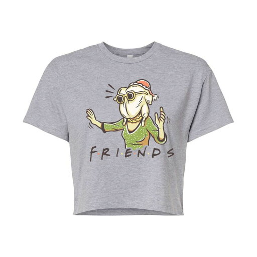 【送料無料】 ライセンス キャラクター レディース Tシャツ トップス Juniors' Friends Turkey Head Cropped Tee Heather Gray 【送料無料】 ライセンス キャラクター レディース Tシャツ トップス Juniors' Friends Turkey Head Cropped Tee Heather Gray