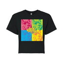 【送料無料】 ライセンス キャラクター レディース Tシャツ トップス Juniors' Wizard Of Oz Toto Grid Cropped Tee Black