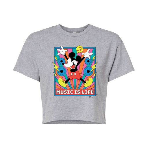 【送料無料】 ディズニー レディース Tシャツ トップス Disney's Mickey Mouse Juniors' Life Cropped Tee Heather Gray 【送料無料】 ディズニー レディース Tシャツ トップス Disney's Mickey Mouse Juniors' Life Cropped Tee Heather Gray