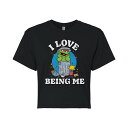 【送料無料】 ライセンス キャラクター レディース Tシャツ トップス Juniors' Sesame Street Oscar the Grouch I Love Being Me Cropped Tee Black