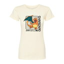 【送料無料】 ライセンス キャラクター レディース Tシャツ トップス Juniors' Pokemon Charizard Stats Fitted Tee Beige