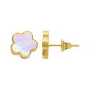 【送料無料】 アドニア レディース ピアス・イヤリング アクセサリー Adornia 14k Gold Plated White Mother-of-Pearl Clover Stud Earrings Gold Tone