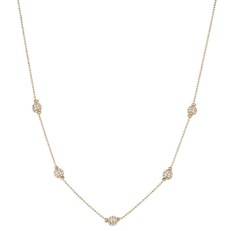 【送料無料】 ナインウェスト レディース ネックレス・チョーカー・ペンダントトップ アクセサリー Nine West Gold Tone Crystal Pave Ball Station Necklace Clear