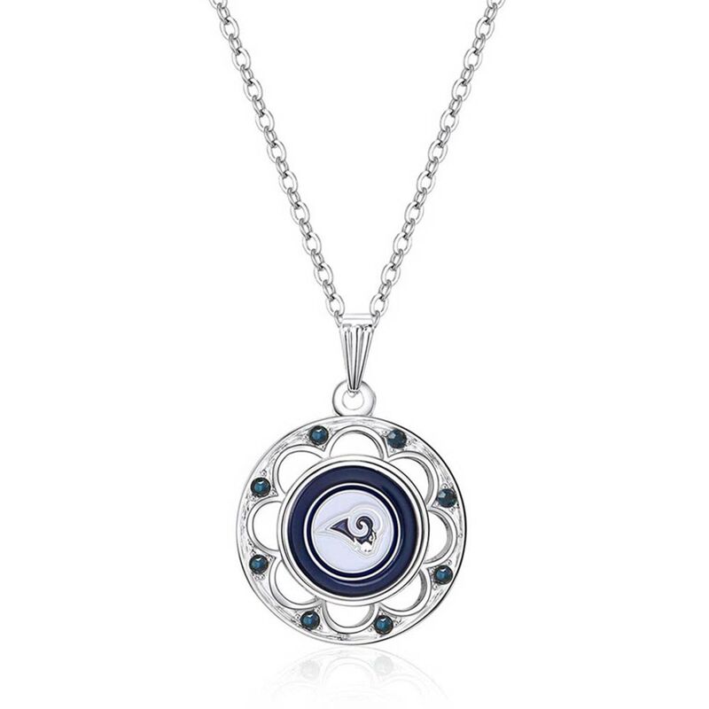 【送料無料】 アンブランデッド レディース ネックレス・チョーカー・ペンダントトップ アクセサリー Women's Los Angeles Rams Circle Pendant Necklace Lar Blue