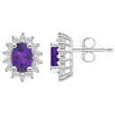 【送料無料】 Alyson Layne レディース ピアス・イヤリング アクセサリー Alyson Layne 14k White Gold Oval Amethyst & 1/2 Carat T.W. Diamond Halo Stud Earrings 14k White Gold(4)