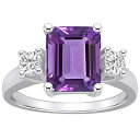 【送料無料】 Alyson Layne レディース リング アクセサリー Alyson Layne 14k White Gold Emerald-Cut Amethyst & 1/3 Carat T.W. Diamond Ring 14k White Gold