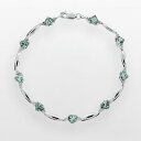 【送料無料】 Gemminded レディース ブレスレット・バングル・アンクレット アクセサリー Gemminded Sterling Silver Lab-Created Aquamarine and Diamond Accent Heart Bracelet Aqua(4)