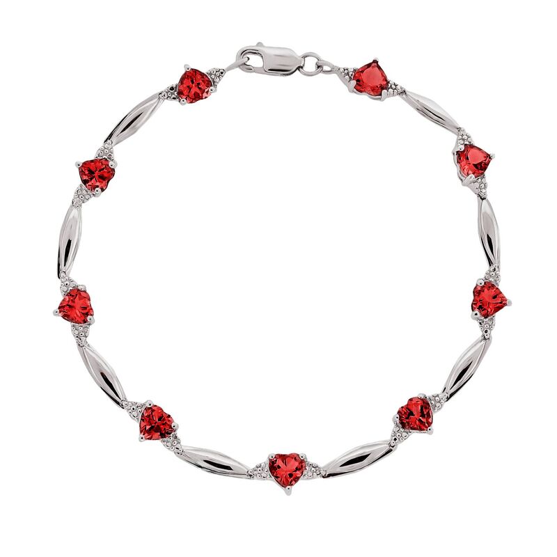 Gemminded レディース アクセサリー ブレスレット・バングル・アンクレット Gemminded Sterling Silver Lab-Created Ruby andiamond Accent Heart Bracelet Ruby ルビー