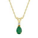 【送料無料】 Celebration Gems レディース ネックレス・チョーカー・ペンダントトップ アクセサリー Celebration Gems 14K Yellow Gold Pear-Shaped Emerald & Diamond Accent Pendant Necklace 14k Gold(4)
