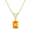 【送料無料】 Celebration Gems レディース ネックレス・チョーカー・ペンダントトップ アクセサリー Celebration Gems 14k Gold Emerald Cut Citrine & Diamond Accent Pendant Necklace 14k Gold(4)
