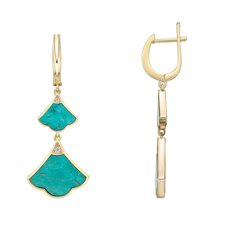 楽天ReVida 楽天市場店【送料無料】 Gemminded レディース ピアス・イヤリング アクセサリー Gemminded Gold Over Sterling Silver Turquoise & Cubic Zirconia Double Drop Earrings Gold Tone