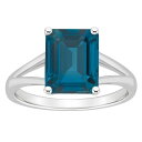 【送料無料】 Alyson Layne レディース リング アクセサリー Alyson Layne Sterling Silver 10 mm x 8 mm Emerald Cut Gemstone Split Shank Solitaire Ring London Blue Topaz(4)