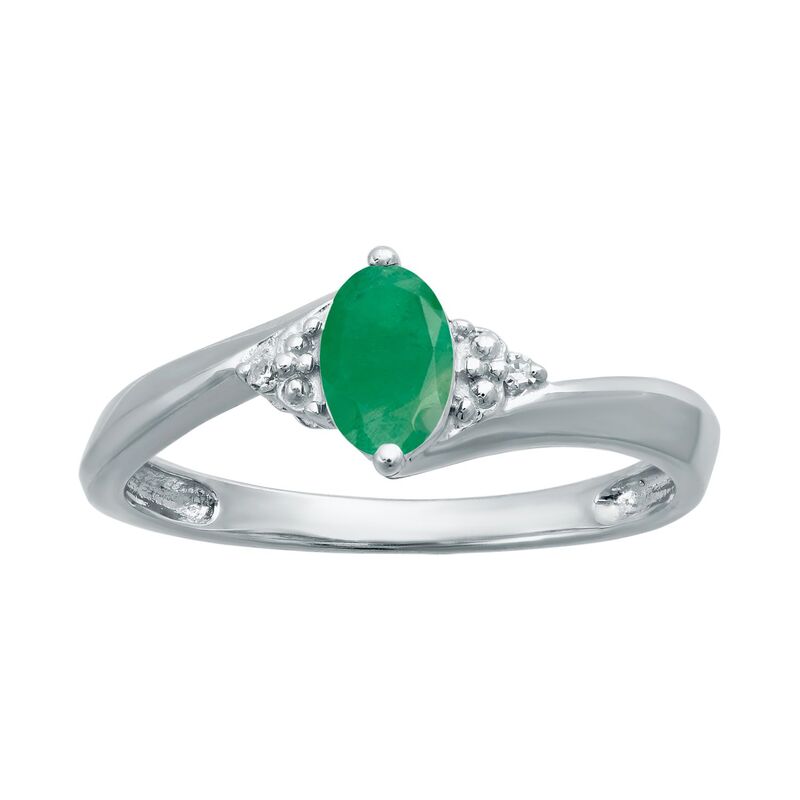 【送料無料】 Gemminded レディース リング アクセサリー Gemminded Sterling Silver Gemstone Diamond Accent Ring Emerald