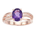 【送料無料】 Gemminded レディース リング アクセサリー Gemminded 18k Rose Gold Over Silver Amethyst Ring Rose Tone|詳細画像