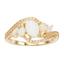【送料無料】 Gemminded レディース リング アクセサリー Gemminded Gold Over Silver Lab-Created Opal 3-Stone Bypass Ring Gold Tone(4)