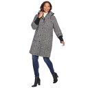 【送料無料】 ウーマン ウィズイン レディース ジャケット・ブルゾン アウター Woman Within Women's Plus Size Rib-knit Trim Wool Coat Black Herringbone(4)