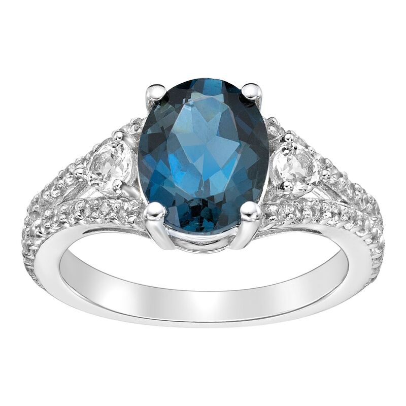 Gemminded レディース アクセサリー リング Gemminded Sterling Silver London Blue Topaz Ring with White Topaz Sterling Silver シルバー