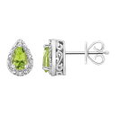 【送料無料】 Celebration Gems レディース ピアス・イヤリング アクセサリー Celebration Gems Sterling Silver Pear Shaped Genuine Garnet Diamond Accent Stud Earrings Peridot(4)