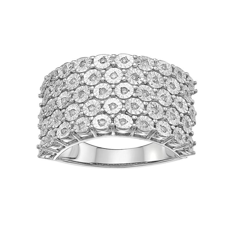 【送料無料】 Gemminded レディース リング アクセサリー Gemminded Sterling Silver 1/5 Carat T.W. Diamond 5 Row Ring Sterling