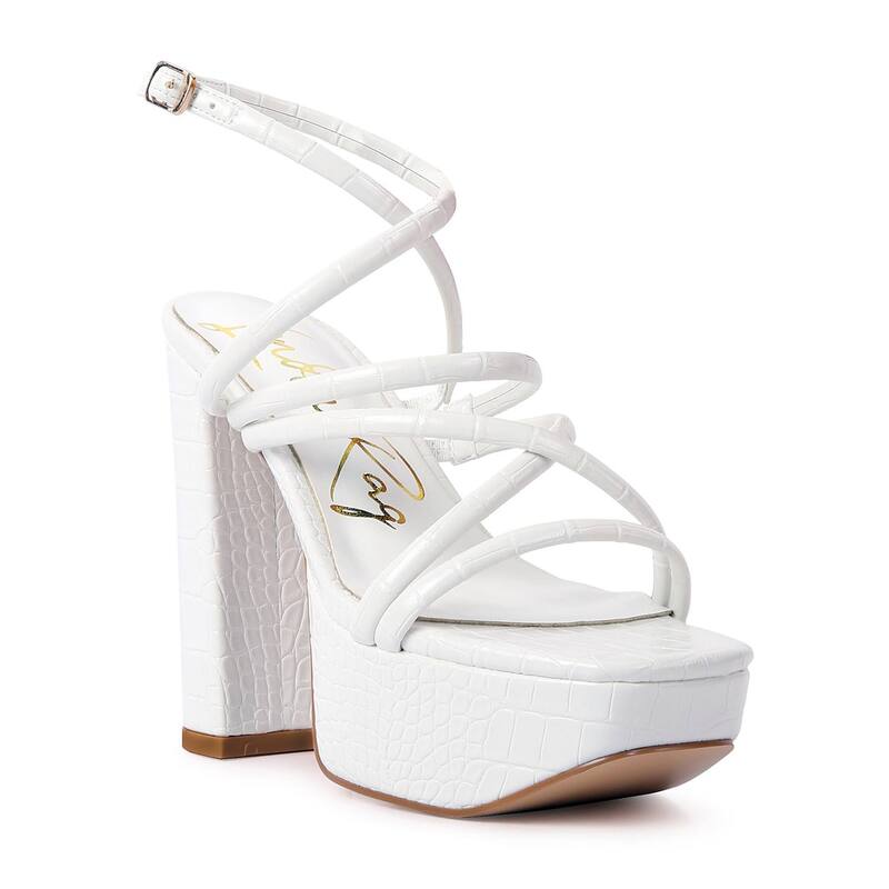 【送料無料】 ロンドンラグ レディース パンプス シューズ London Rag Beamtips Women's Strappy Block Heel Sandals Off White
