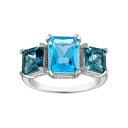 【送料無料】 Designs by Gioelli レディース リング アクセサリー Designs by Gioelli Sterling Silver Gemstone 3-Stone Ring Blue Topaz|詳細画像