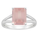 【送料無料】 Alyson Layne レディース リング アクセサリー Alyson Layne Sterling Silver 10 mm x 8 mm Emerald Cut Gemstone Split Shank Solitaire Ring Rose Quartz