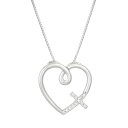 【送料無料】 Gemminded レディース ネックレス・チョーカー・ペンダントトップ アクセサリー Gemminded Sterling Silver & Diamond Accent Heart Cross Pendant Necklace Sterling(4)