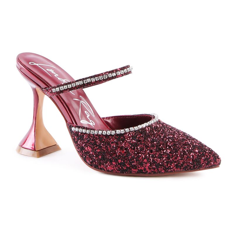 【送料無料】 ロンドンラグ レディース パンプス シューズ London Rag Iris Glitter Spool Women's Heel Sandals Wine