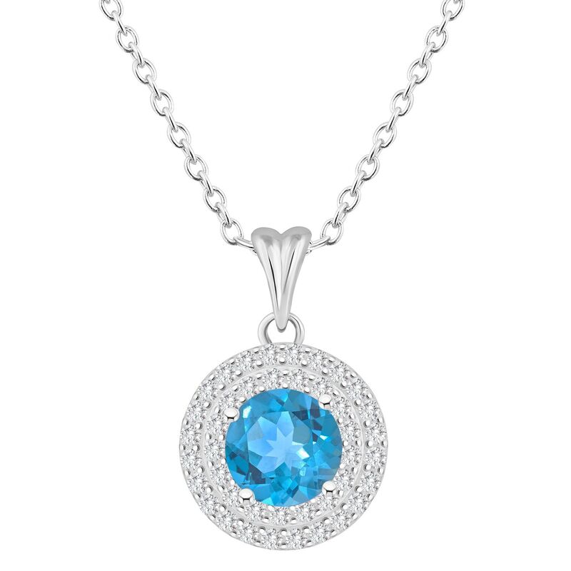 Celebration Gems レディース アクセサリー ネックレス・チョーカー・ペンダントトップ レース Celebration Gemsterling Silveround-Cut Swiss Blue Topaz & White Topaz Double Halo Pendant Necklace Sterling Silver シルバー(4)