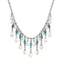 【送料無料】 1928 レディース ネックレス・チョーカー・ペンダントトップ アクセサリー 1928 Silver Tone Aqua and Simulated Pearl Fringe Necklace White