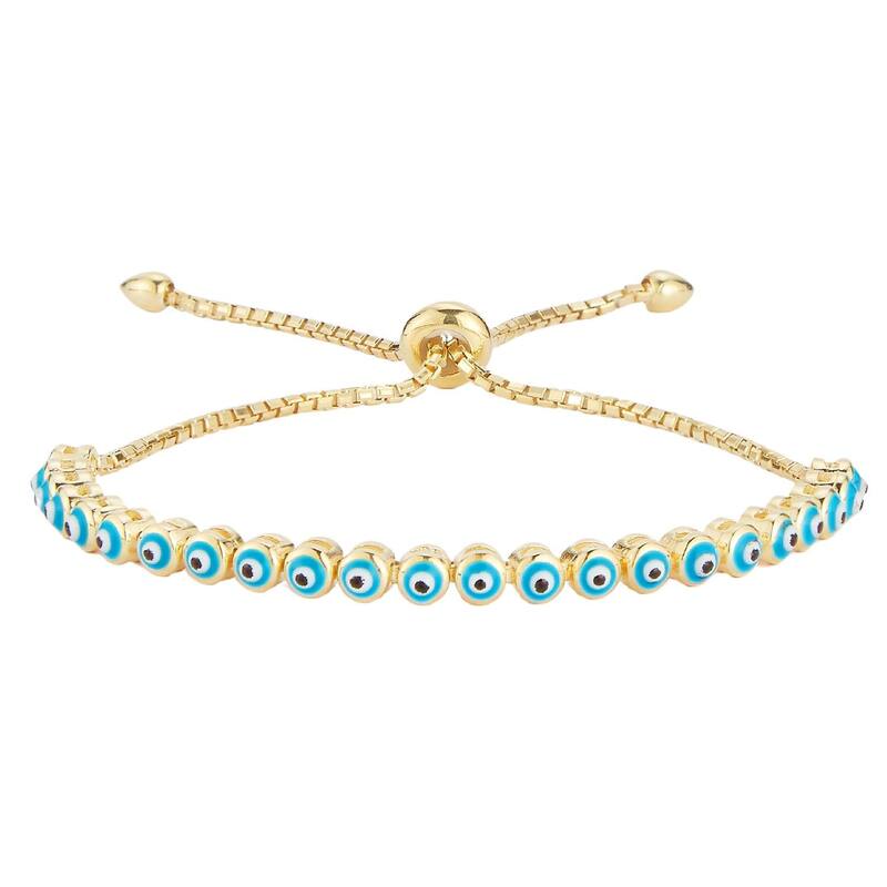 Sunkissed Sterling レディース アクセサリー ブレスレット・バングル・アンクレット Sunkissed Sterling Cubic Zirconia Evil Eye Adjustable Bracelet Gold Tone ゴールド