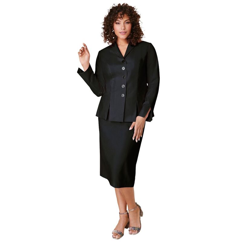 【送料無料】 ロアマンズ レディース ワンピース トップス Roaman's Women's Plus Size Two-piece Skirt Suit With Shawl-collar Jacket Black