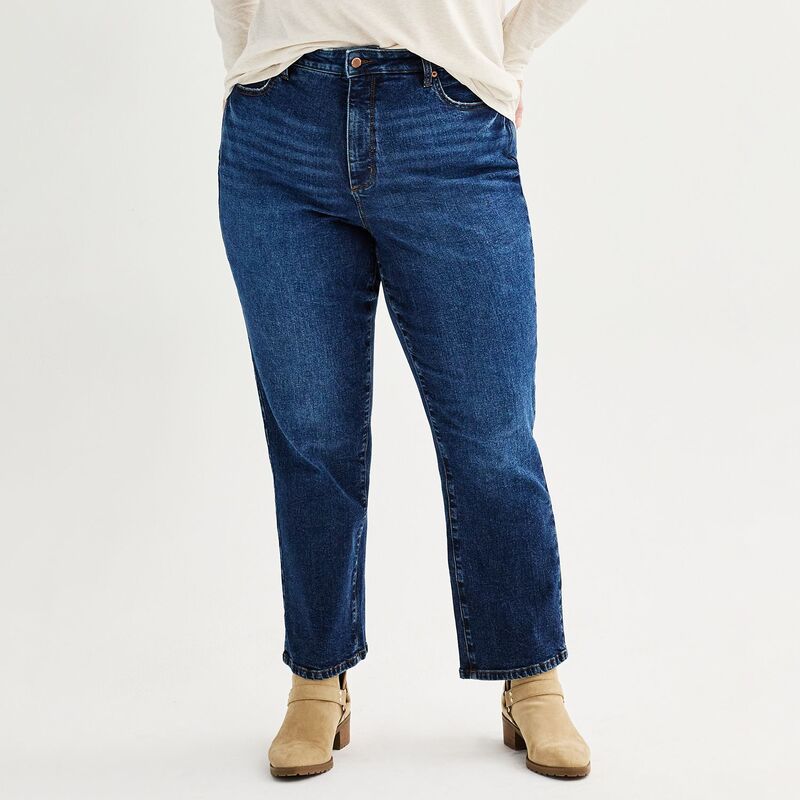 【送料無料】 ソノマ レディース デニムパンツ ジーンズ ボトムス Plus Size Sonoma Goods For LifeR High Rise Straight Jeans Dark Wash