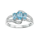 【送料無料】 Gemminded レディース リング アクセサリー Gemminded Sterling Silver Blue & White Topaz 3-Stone Bypass Ring Blue(4)