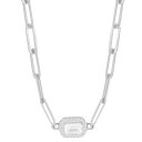 【送料無料】 Sunkissed Sterling レディース ネックレス・チョーカー・ペンダントトップ アクセサリー Sunkissed Sterling Cubic Zirconia Pendant Paper Clip Necklace Silver Tone(4)